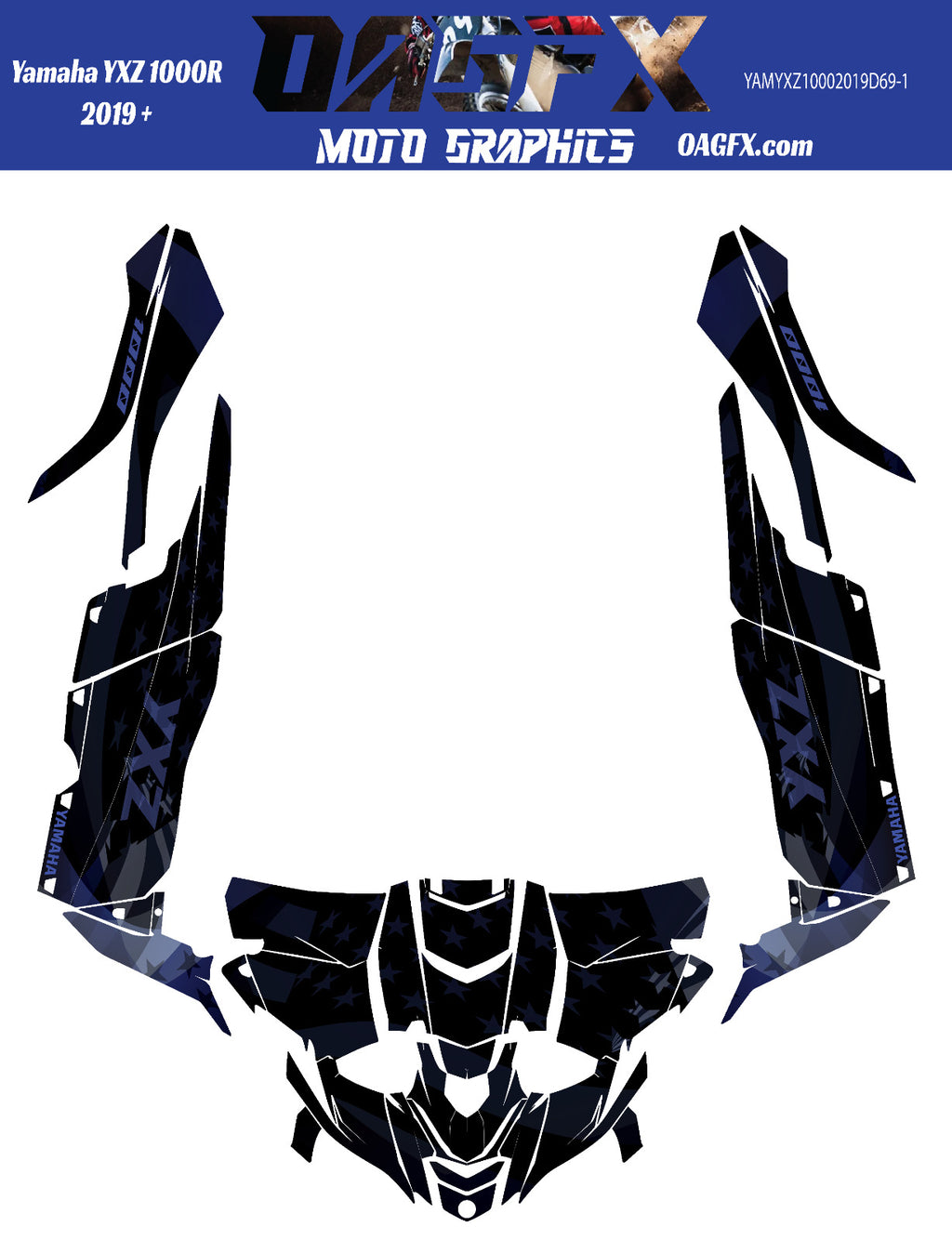 2019 + OAGFX Yamaha YXZ 1000 Graphics Kit D69-1 USA