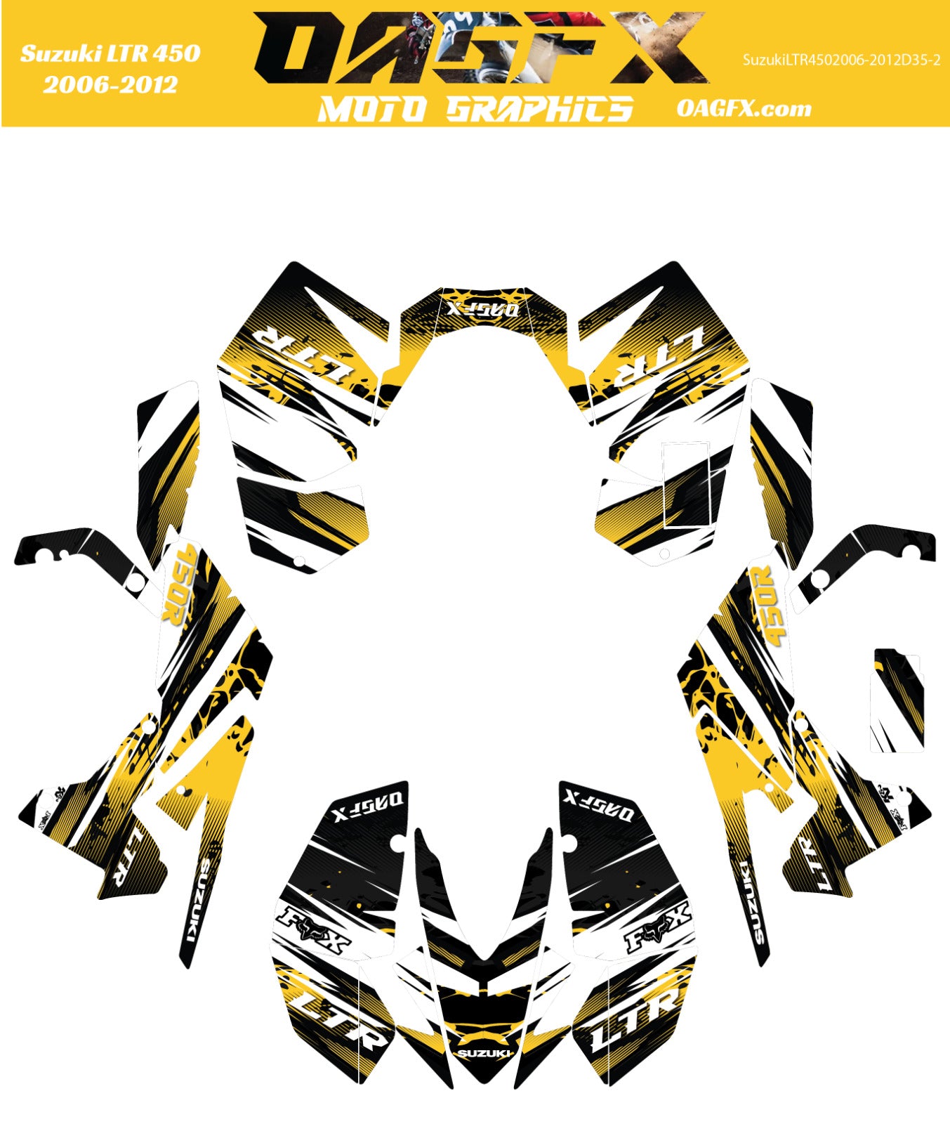 2006 - 2012 Suzuki LTR 450 Graphic Kit Wrap- Pro Ed D35-2 Yellow