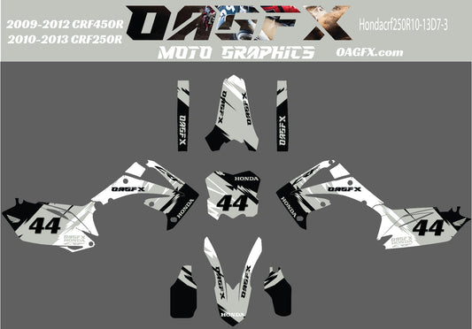 2009 -12 CRF450 2010-13 CRF250R  Graphics Kit - Pro Ed D7-3 Grey