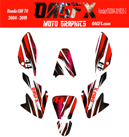 2004-2019 Honda CRF 70 OAGFX Graphics Kit - D35-2 Red