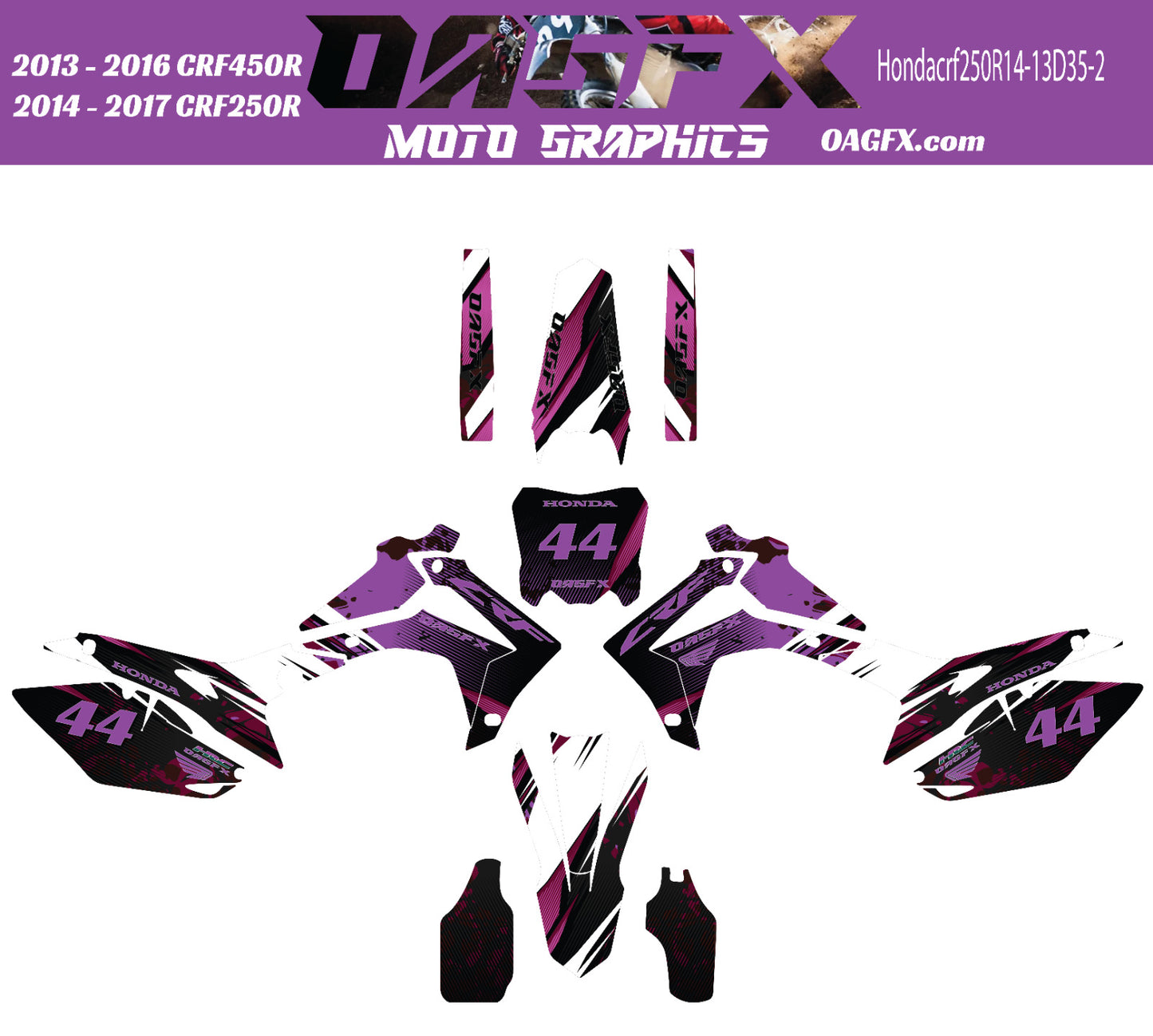 2013-16 CRF 450 2014 -2017 CRF 250 R  Graphics Kit - Pro Ed D35-2 Purple