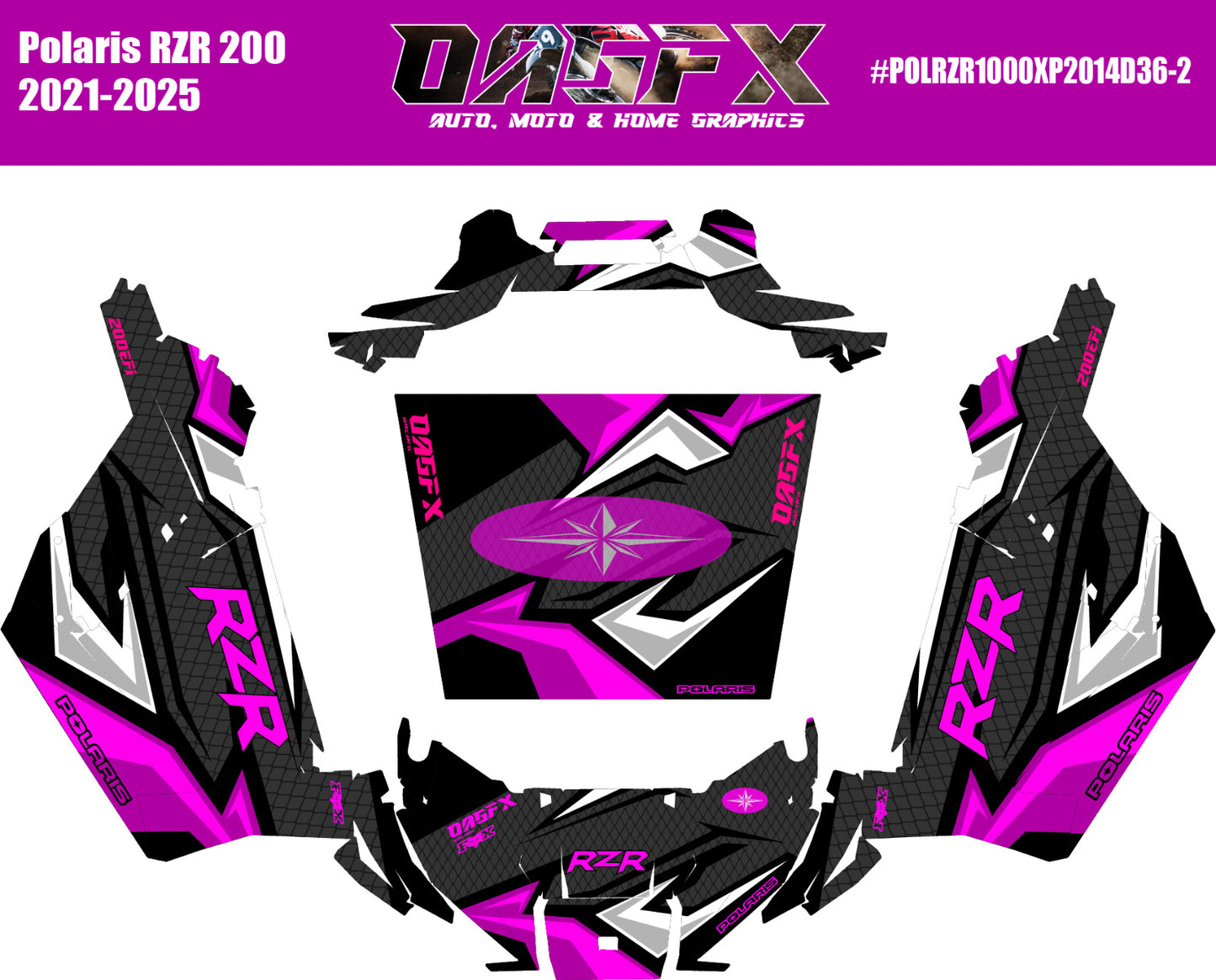 2021-2025 Polaris RZR 200 EFI UTV Graphics Kit D36-2