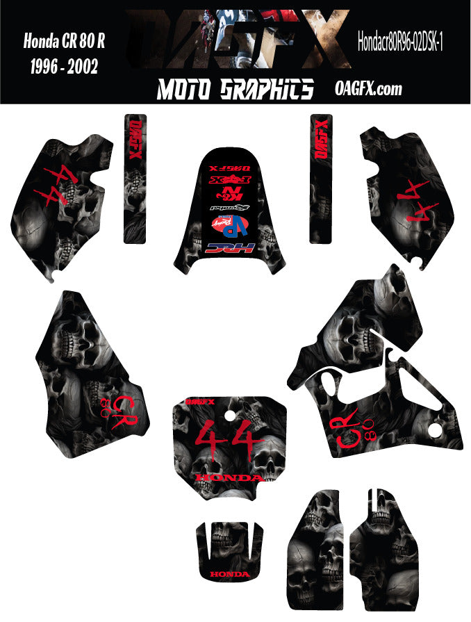 1996 - 2002 Honda CR 80  OAGFX Graphics Kit - DSK-1 Skulls