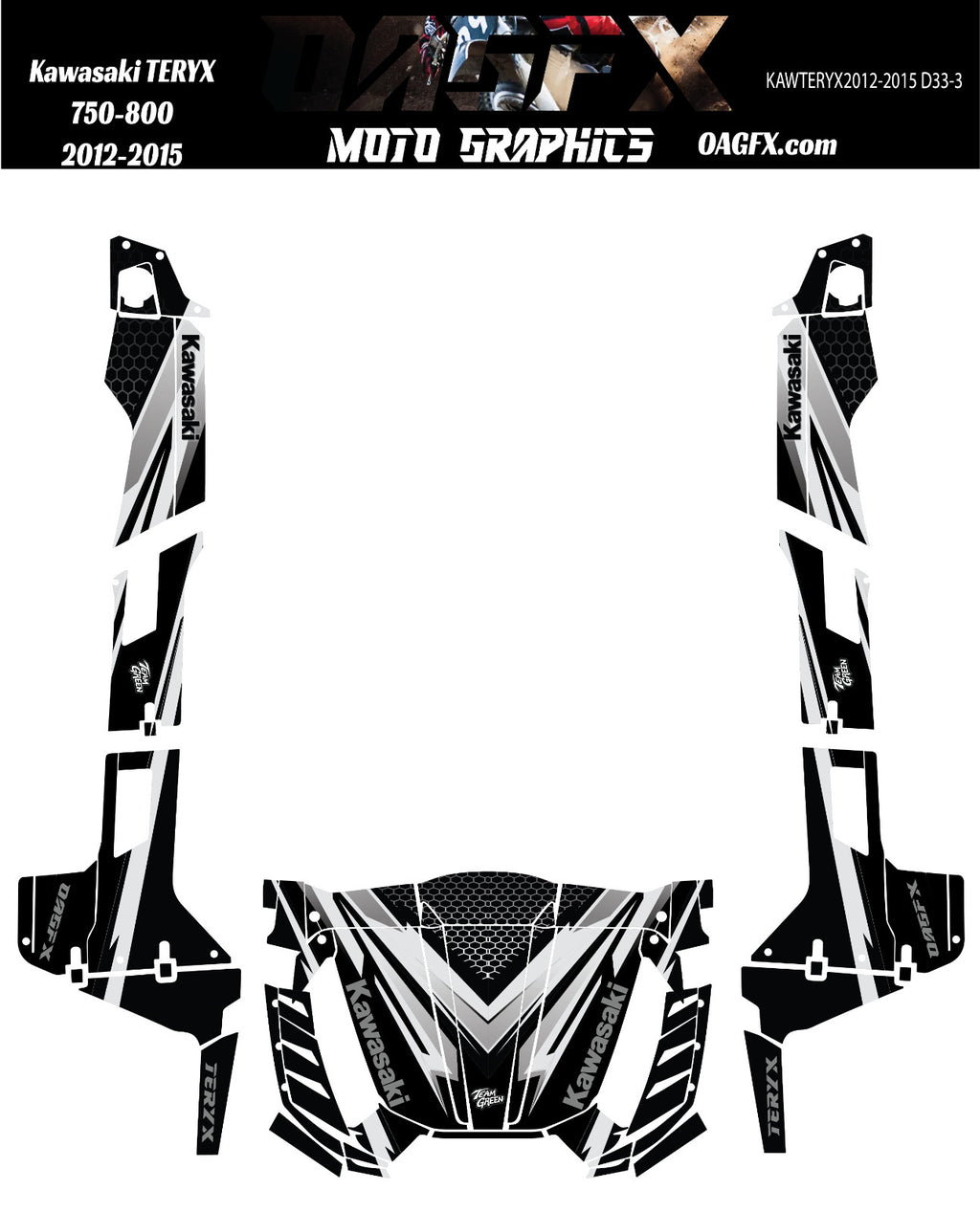 2012 -2015 Kawasaki Teryx 4 750 800 Graphic Kit Pro Edition D33-3 Black