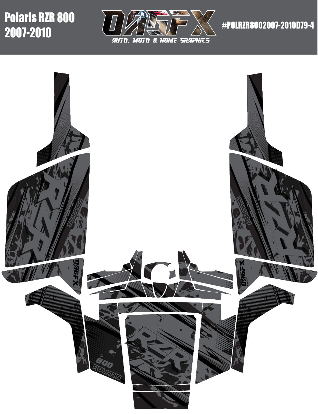 2007 - 2010 Polaris RZR 800 Graphics Kit D79-4 Stealth
