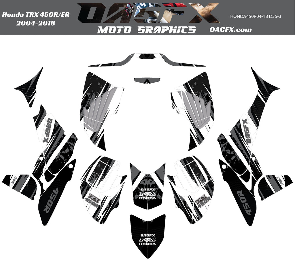 2004 - 2018 Honda TRX 450R ER Graphics Kit - Pro Ed D35-3 Stealth