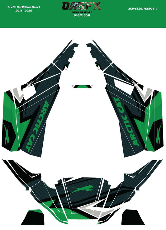 2015 - 2020 Arctic Cat Wildcat 700 Sport UTV Graphic Kit D36-4 Green