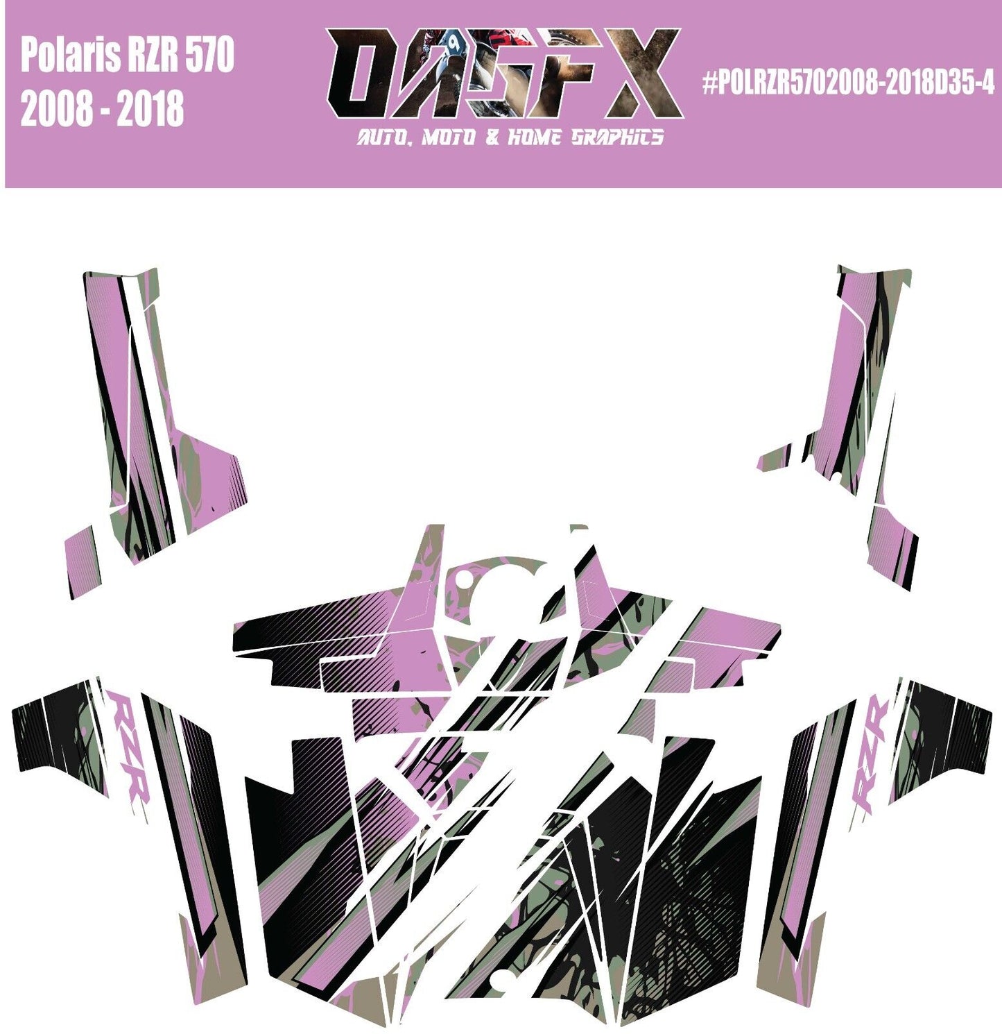 2008 - 2018 Polaris RZR 570 UTV Graphics Kit D35-4 Pink