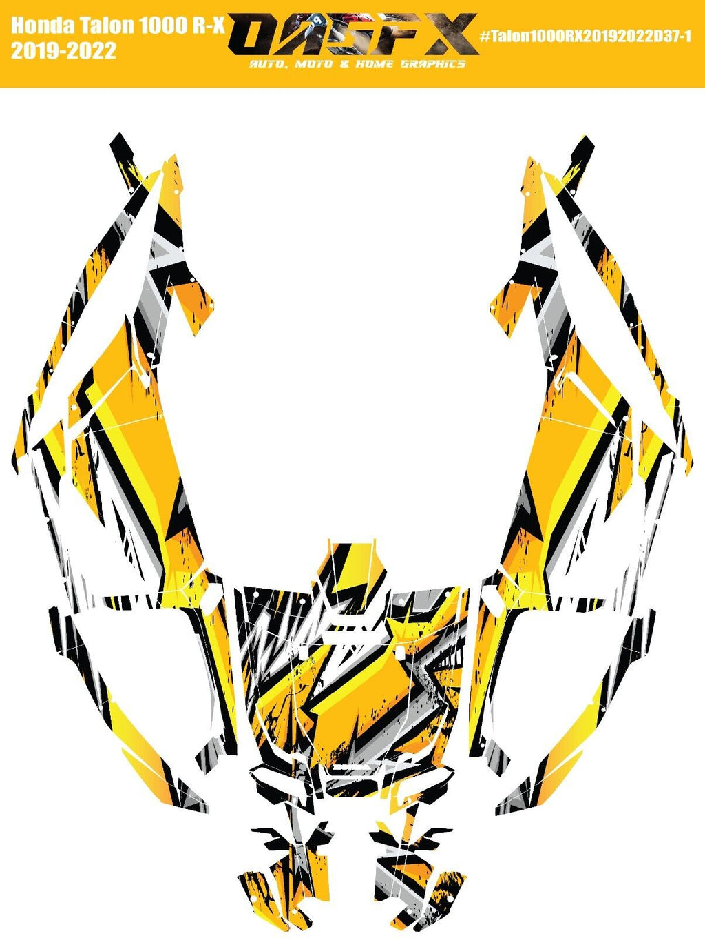 2019-2022 Honda Talon 1000R 1000X 2 Door Graphics Kit - Pro Ed D37-1 Yellow