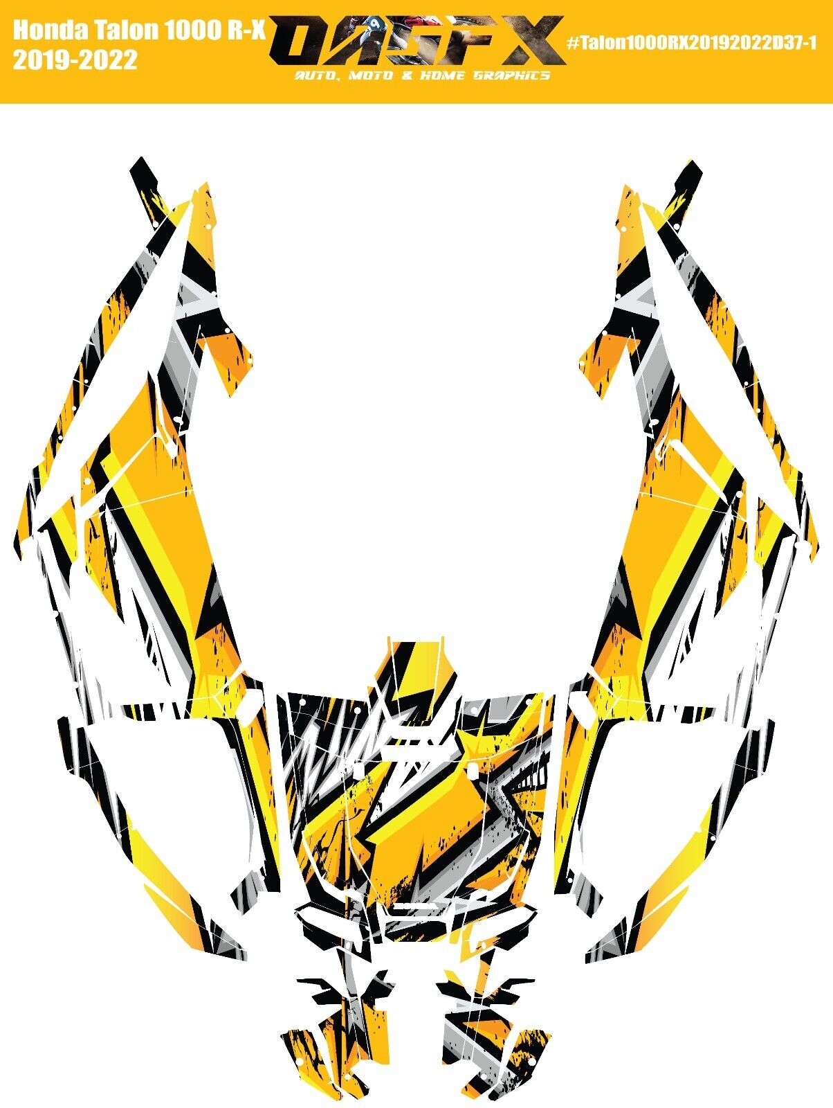 2019-2022 Honda Talon 1000R 1000X 2 Door Graphics Kit - Pro Ed D37-1 Yellow