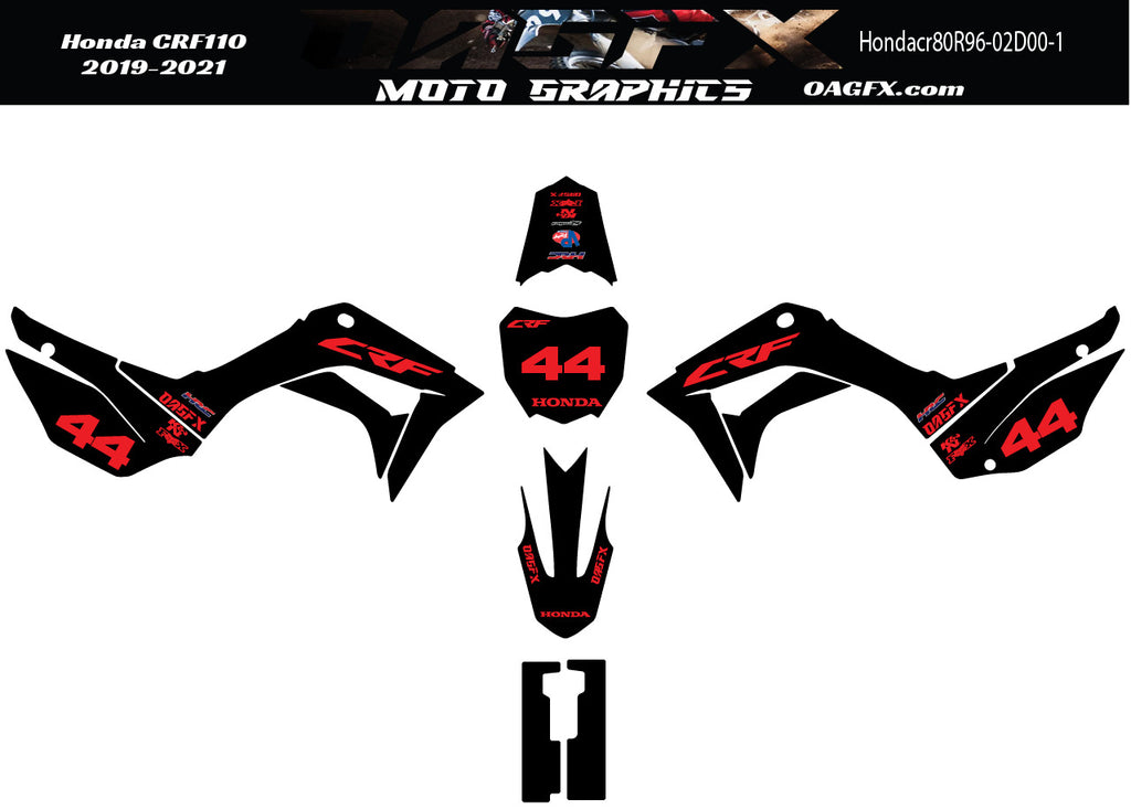 2019 - 2021 Honda CRF110 Graphics Kit - Pro Ed D00-1 CRF 110