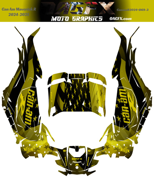 2024-2025 Can Am Maverick R RS Graphics Kit  Pro Edition D69-3 USA Flag