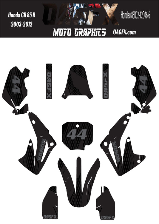 2003 - 2012 Honda CR 85  OAGFX Graphics Kit - D46-6 Black
