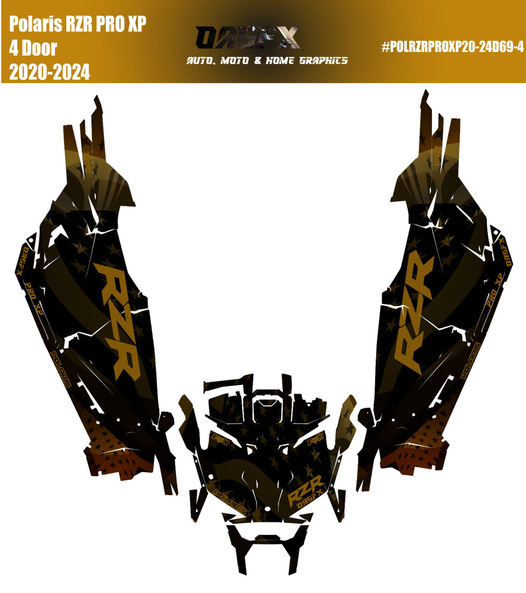 2020 - 2024 Polaris RZR Pro XP 4 Graphics Kit D69-4 Gold Flag