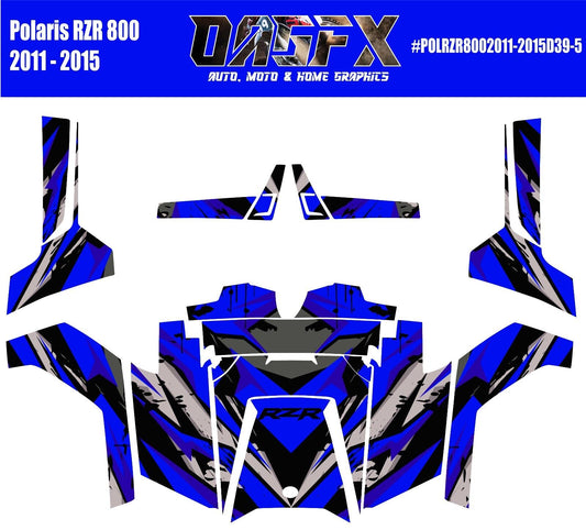 2011 - 2015 Polaris RZR 800 UTV Graphics Kit D39-5 Blue