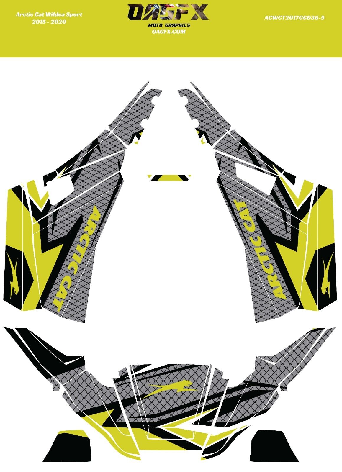 2015 - 2020 Arctic Cat Wildcat 700 Sport UTV Graphic Kit D36-5 Yellow