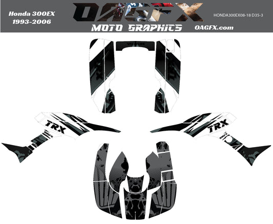 1993 - 2006 Honda TRX 300 EX Graphics Kit - Pro Ed D35-3 Gray