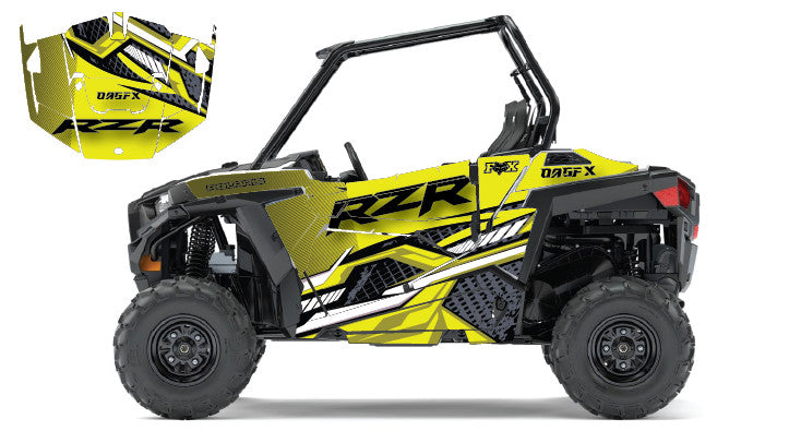 2014 + Polaris RZR 900  OAGFX Graphics Kit D52-3 Yellow