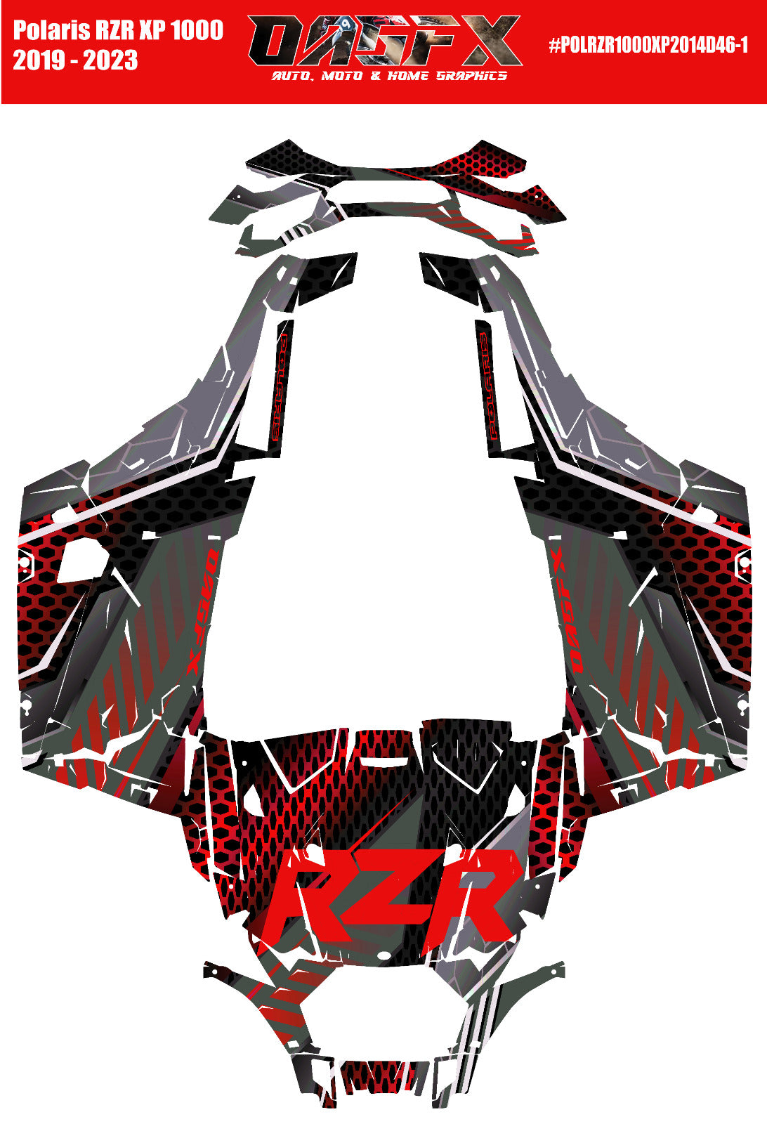 2019 - 2023 Polaris RZR XP 1000 Graphics Kit D46-2 Red OAGFX