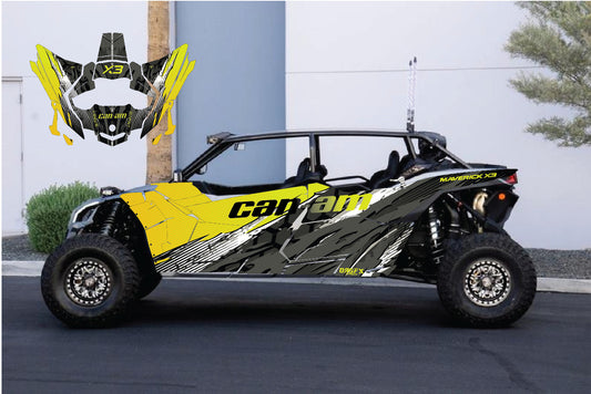 2017-2023 Can Am X3  4 Door Maverick RR DS Graphics Kit Pro Edition D49-2 Yellow