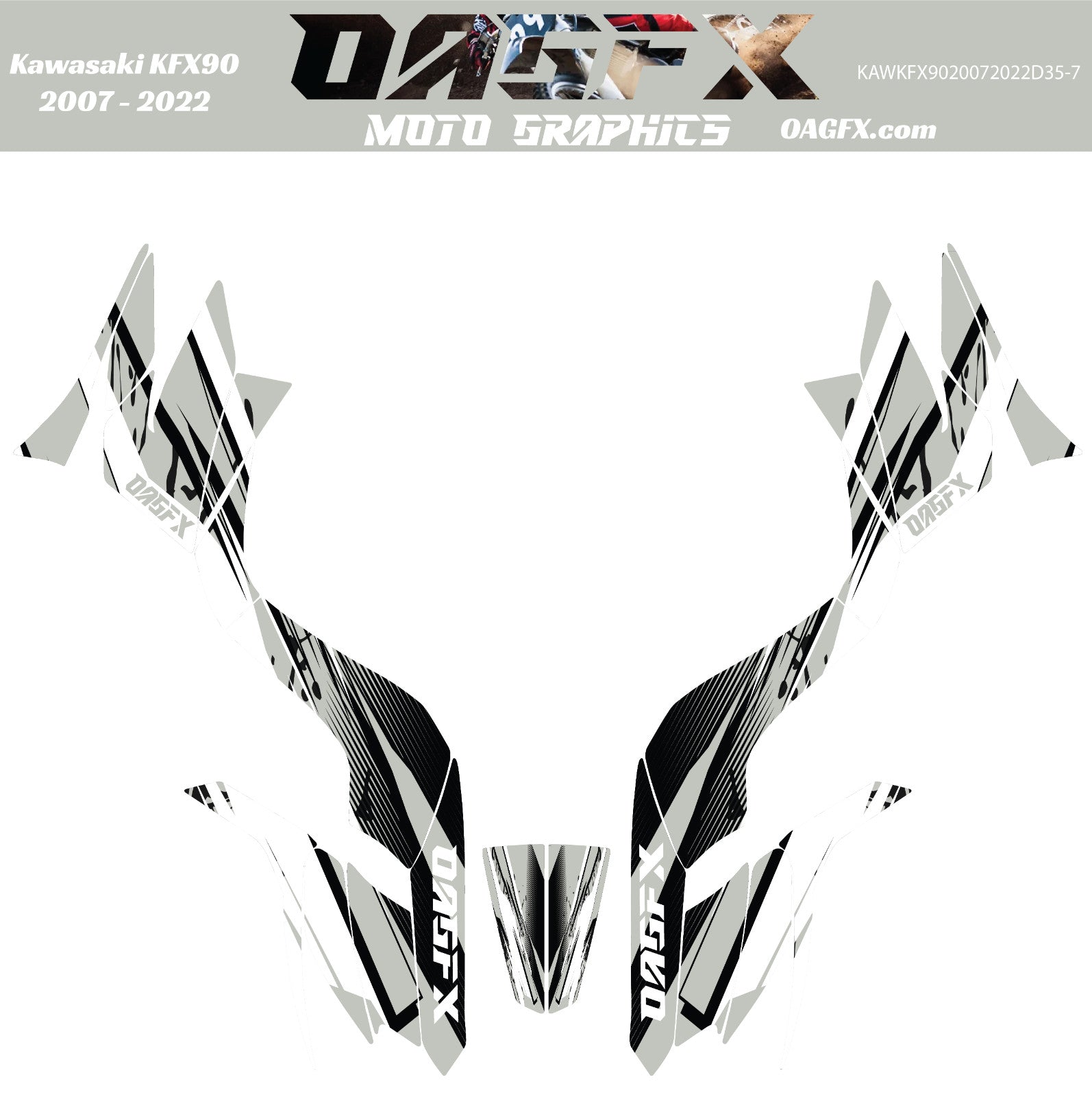 2007 - 2022 Kawasaki KFX 50 90 Graphic Kit -  D35-7 Grey