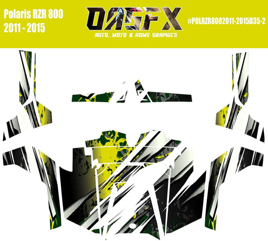 2011 - 2015 Polaris RZR 800 Graphics Kit D35-2 Yellow