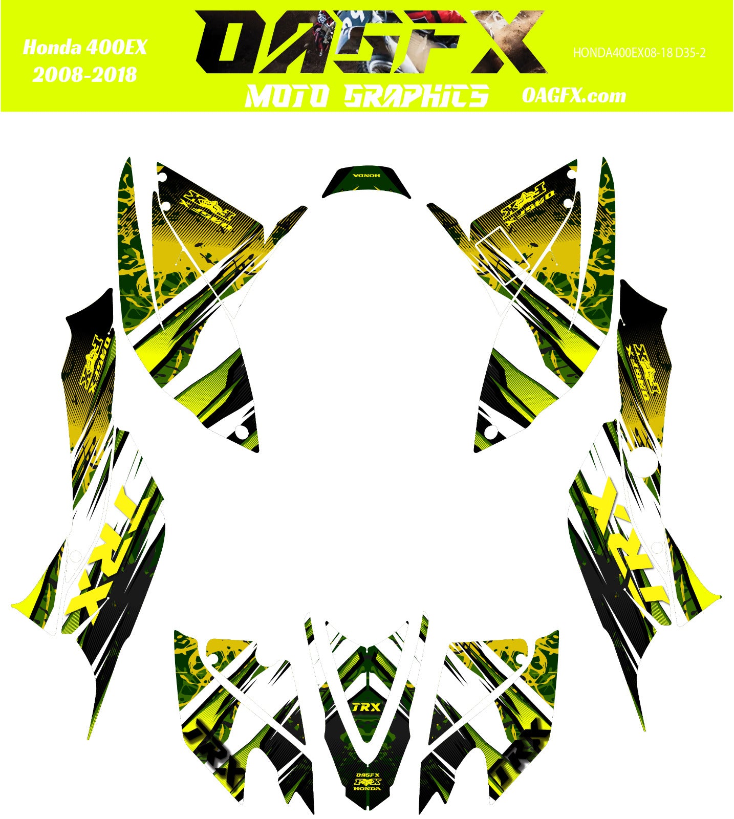 2008 - 2018 Honda TRX 400 EX Graphics Kit - Pro Ed D35-2 Yellow