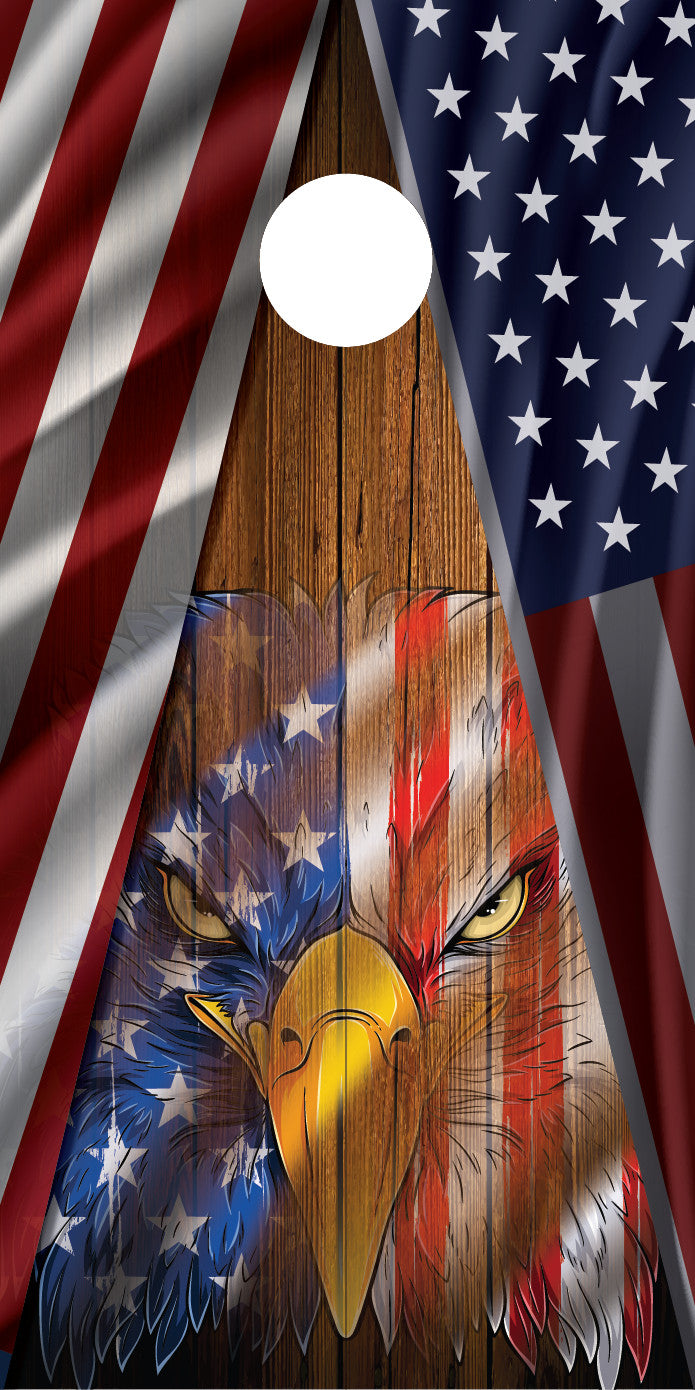 Corn Hole Board Wrap - American Flag Eagle