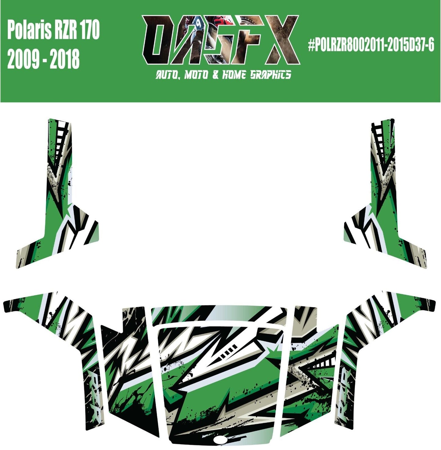 2009 - 2018 Polaris RZR 170 UTV Graphics Kit D37-6 Green