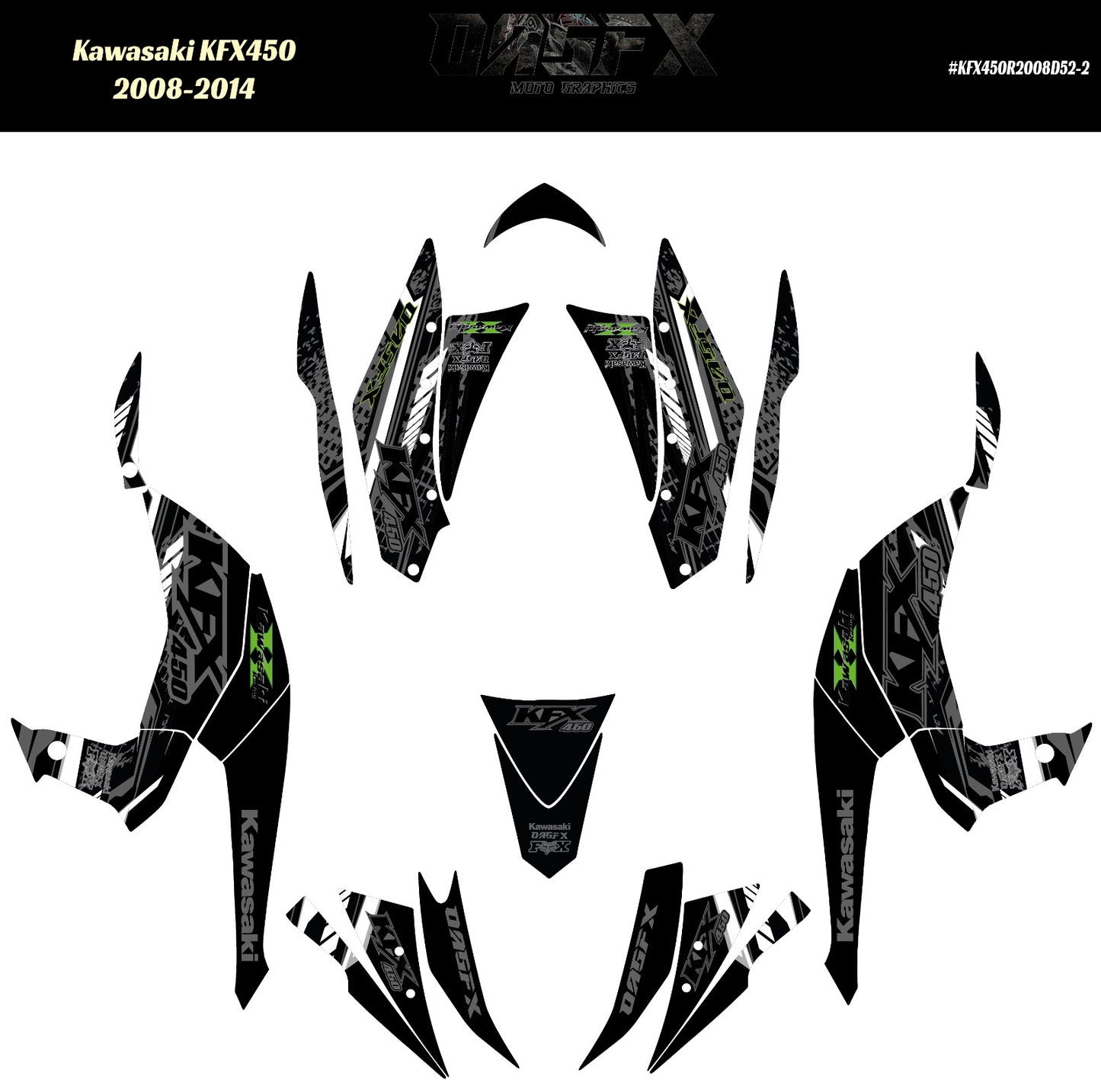 2008 - 2014 Kawasaki KFX 450 Graphic Kit -  D52-2 Stealth