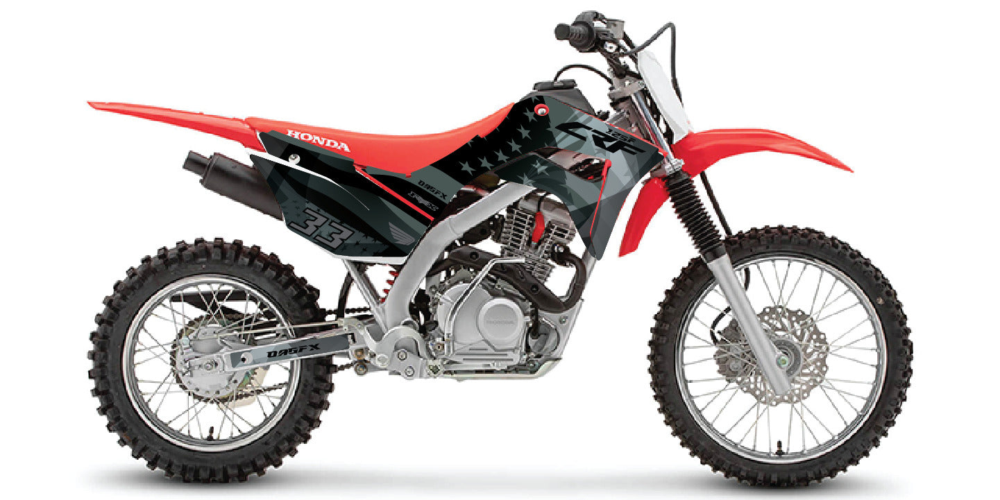 2019+ Honda CRF 125 Graphics Kit - Pro Ed D69-3 CRF125 USA Flag Stealth