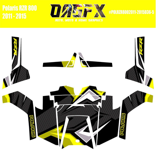 2011 - 2015 Polaris RZR 800 UTV Graphics Kit D36-5 Yellow