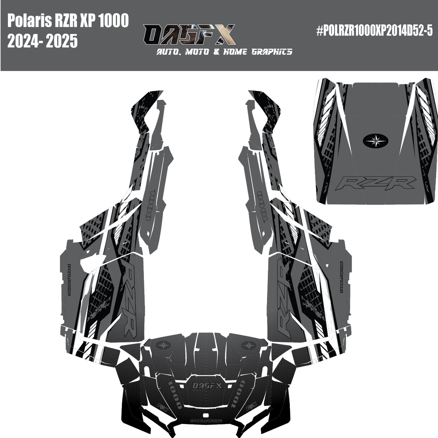 2024-2025 Polaris RZR XP 1000 Graphics Kit D52-5 Stealth Gray OAGFX