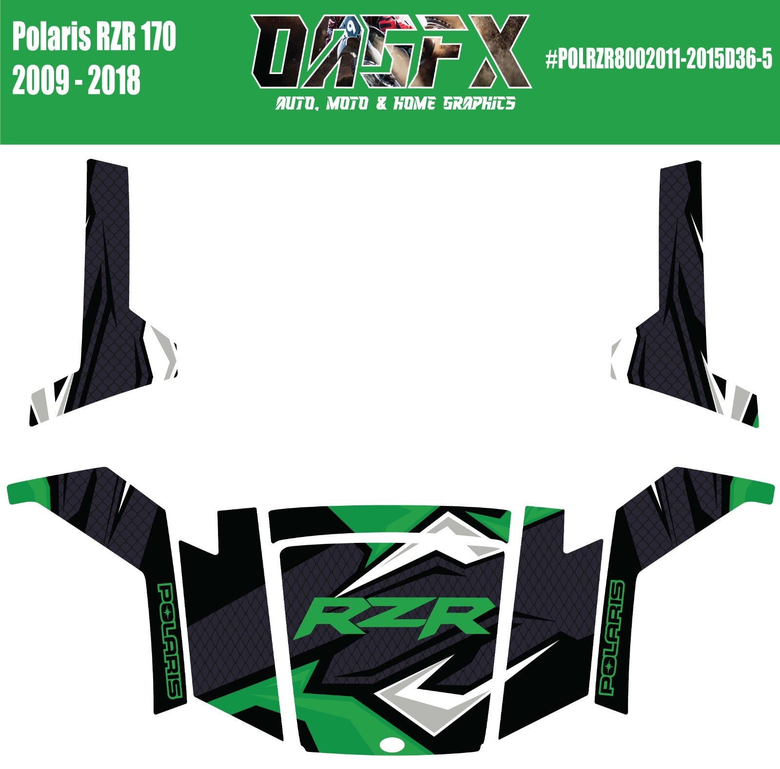2009 - 2018 Polaris RZR 170 UTV Graphics Kit D36-5 Green