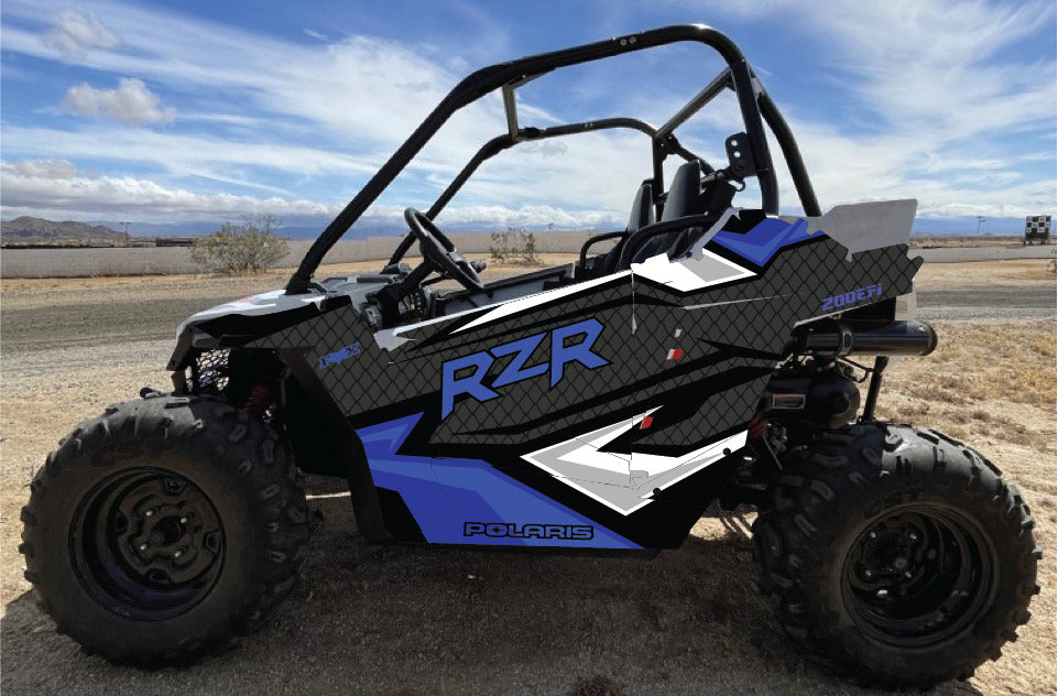 2021-2025 Polaris RZR 200 EFI UTV Graphics Kit D36-4 Blue