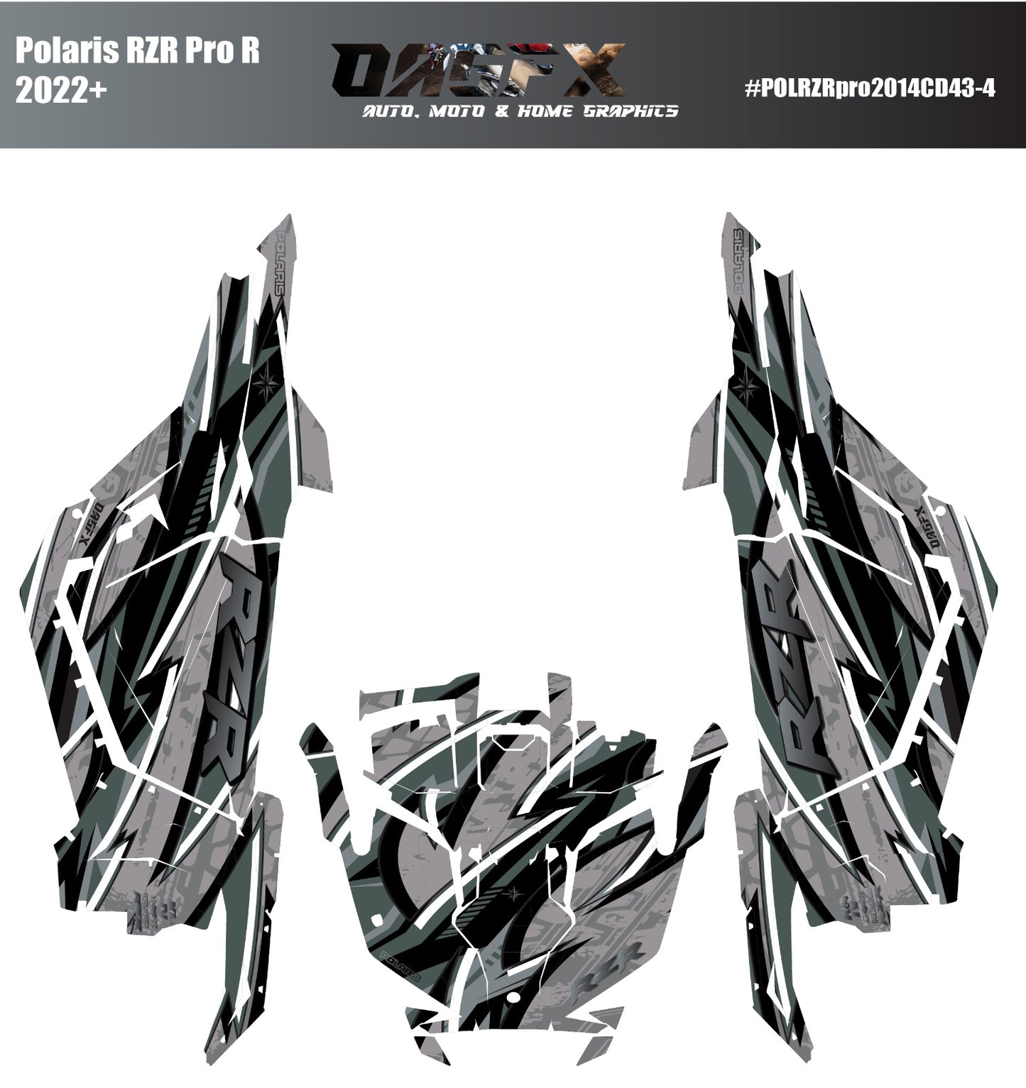 2022-2024 Polaris RZR Pro R OAGFX Graphics Kit D43-4 Gray