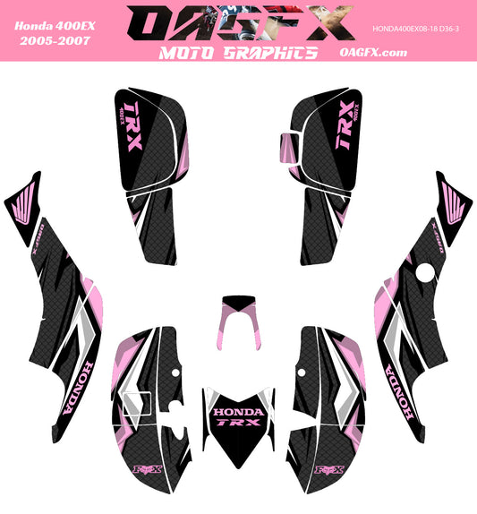 2005-2007 Honda TRX 400 EX Graphics Kit - Pro Ed D36-3 Pink