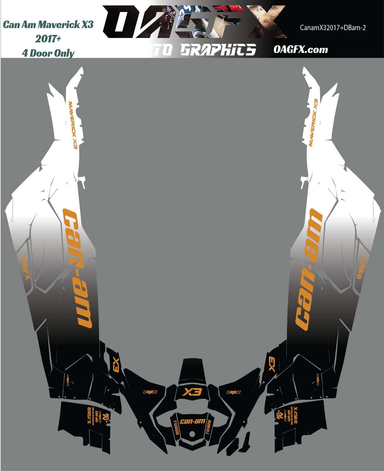 2017 - 2024 Can Am X3 Max 4 Door Maverick RR DS Graphics Kit  Pro Edition DBam-2