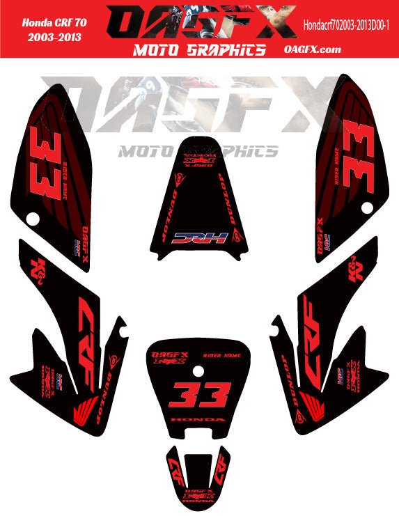 2002-2013 Honda CRF 70 Vector  Design Template With Pre-made design