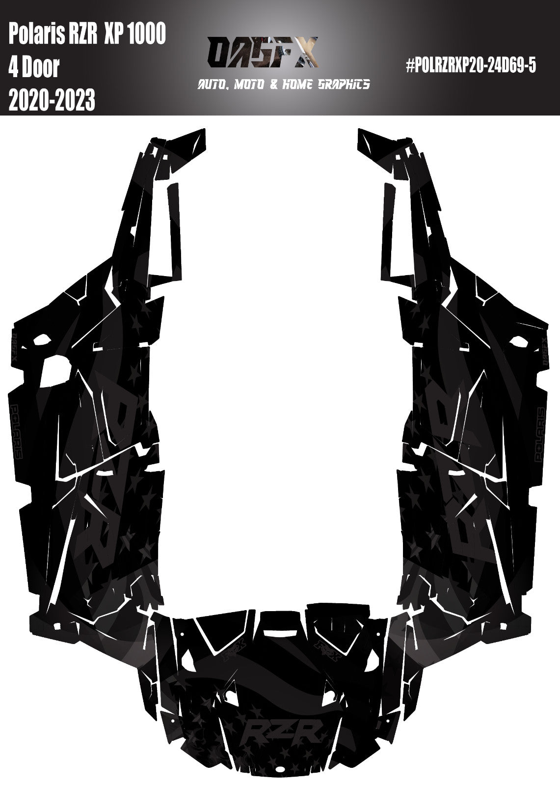2020 - 2023 Polaris RZR  XP 1000 4 Door  Graphics Kit D69-5 Flag Stealth