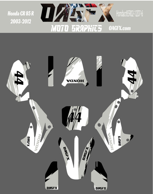 2003 - 2012 Honda CR 85  OAGFX Graphics Kit - D7-6 Grey