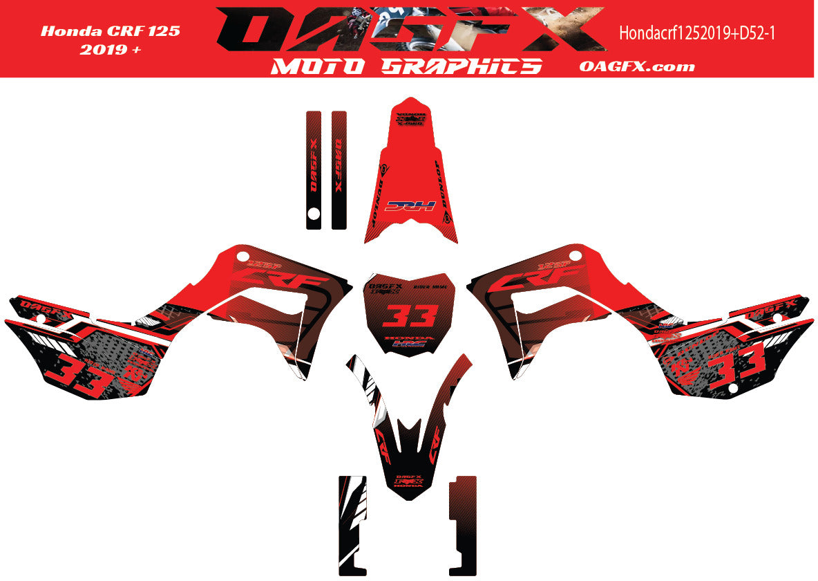 2019+ Honda CRF 125 Graphics Kit - Pro Ed D52-1 CRF125