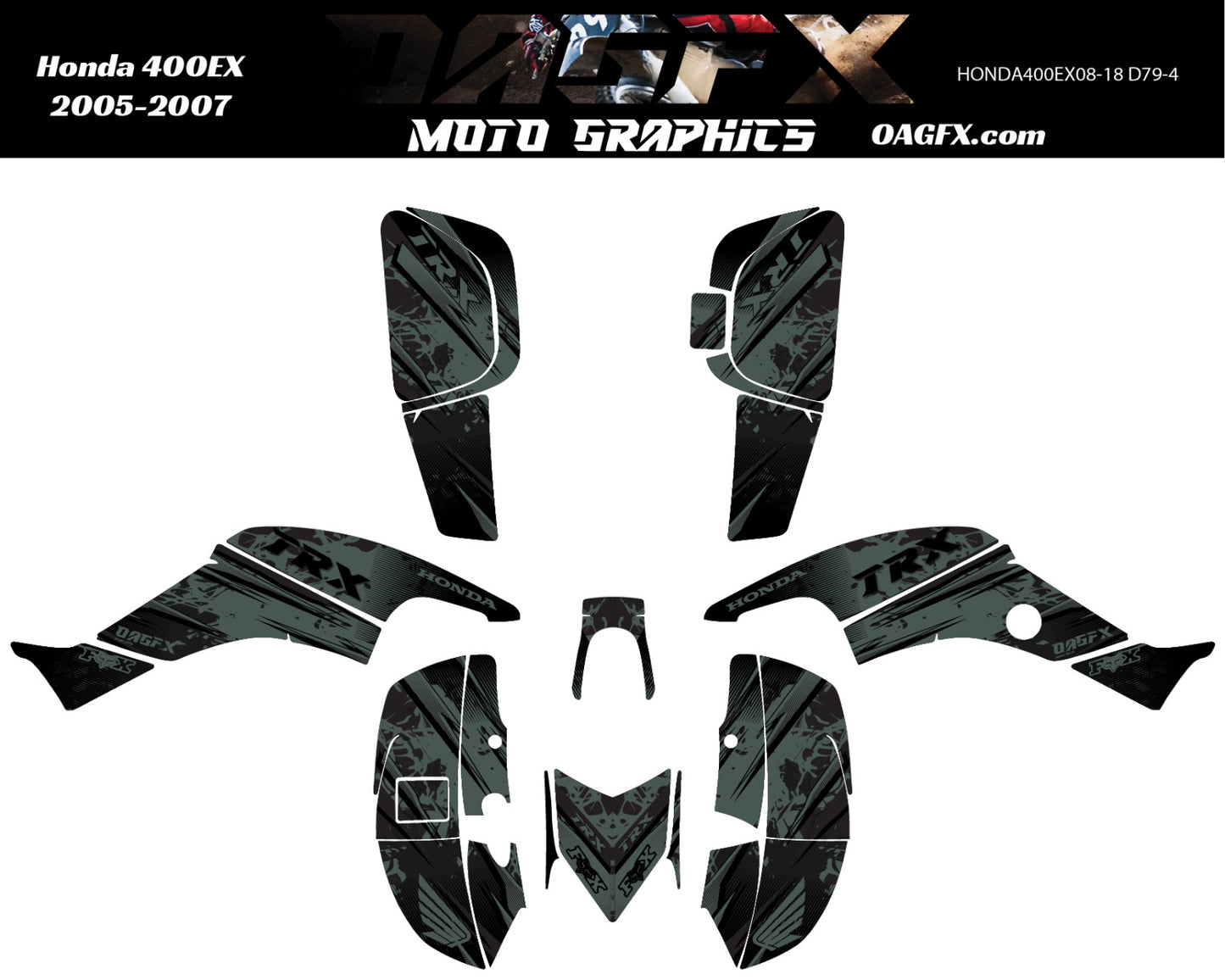 2005-2007 Honda TRX 400 EX Graphics Kit - Pro Ed D79-4 Stealth