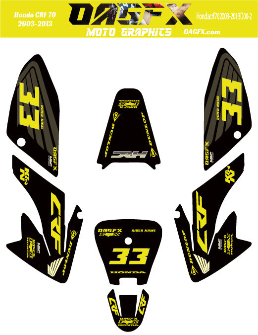 2003-2013 Honda CRF70 Graphics Kit - Pro Ed D00-2 CRF 70