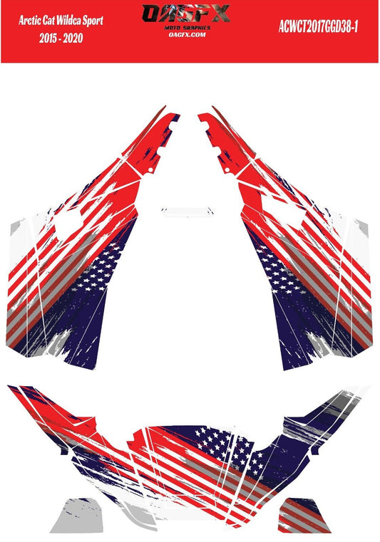 2015 - 2020 Arctic Cat Wildcat 700 Sport UTV Graphic Kit D38-1 American Flag