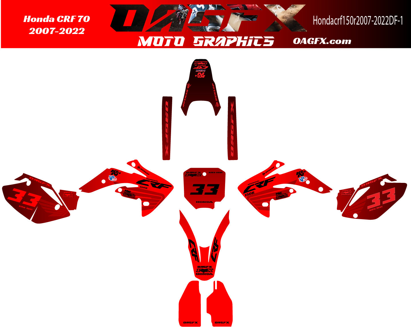 2007-2022 Honda CRF150R Graphics Kit - Pro Ed DF-1 CRF 150 Fade