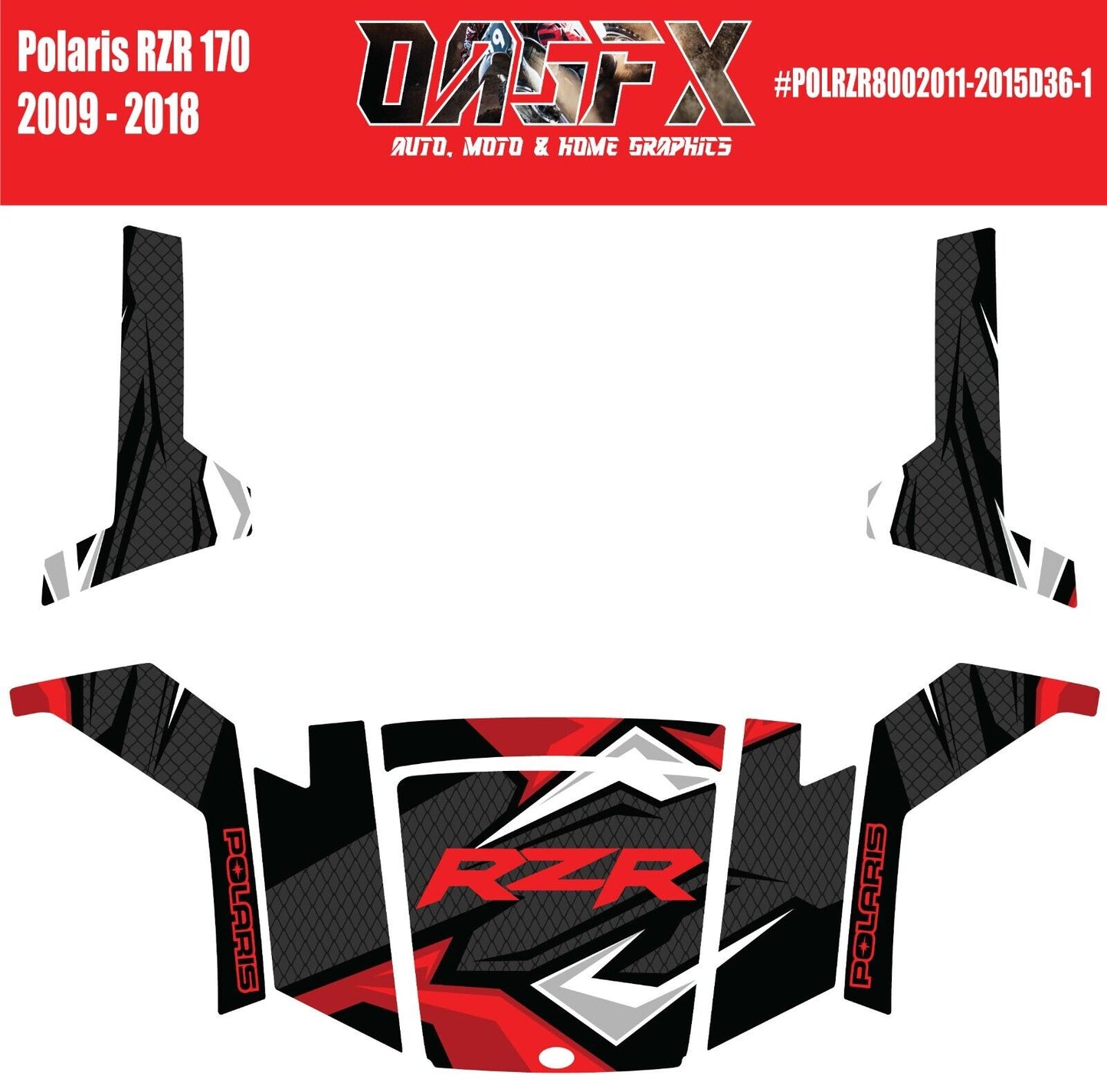 2009 - 2018 Polaris RZR 170 UTV Graphics Kit D36-1 Red