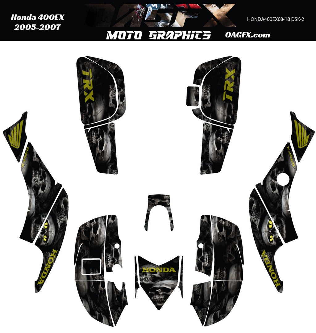 2005-2007 Honda TRX 400 EX Graphics Kit - Pro Ed DSK-2 Skulls