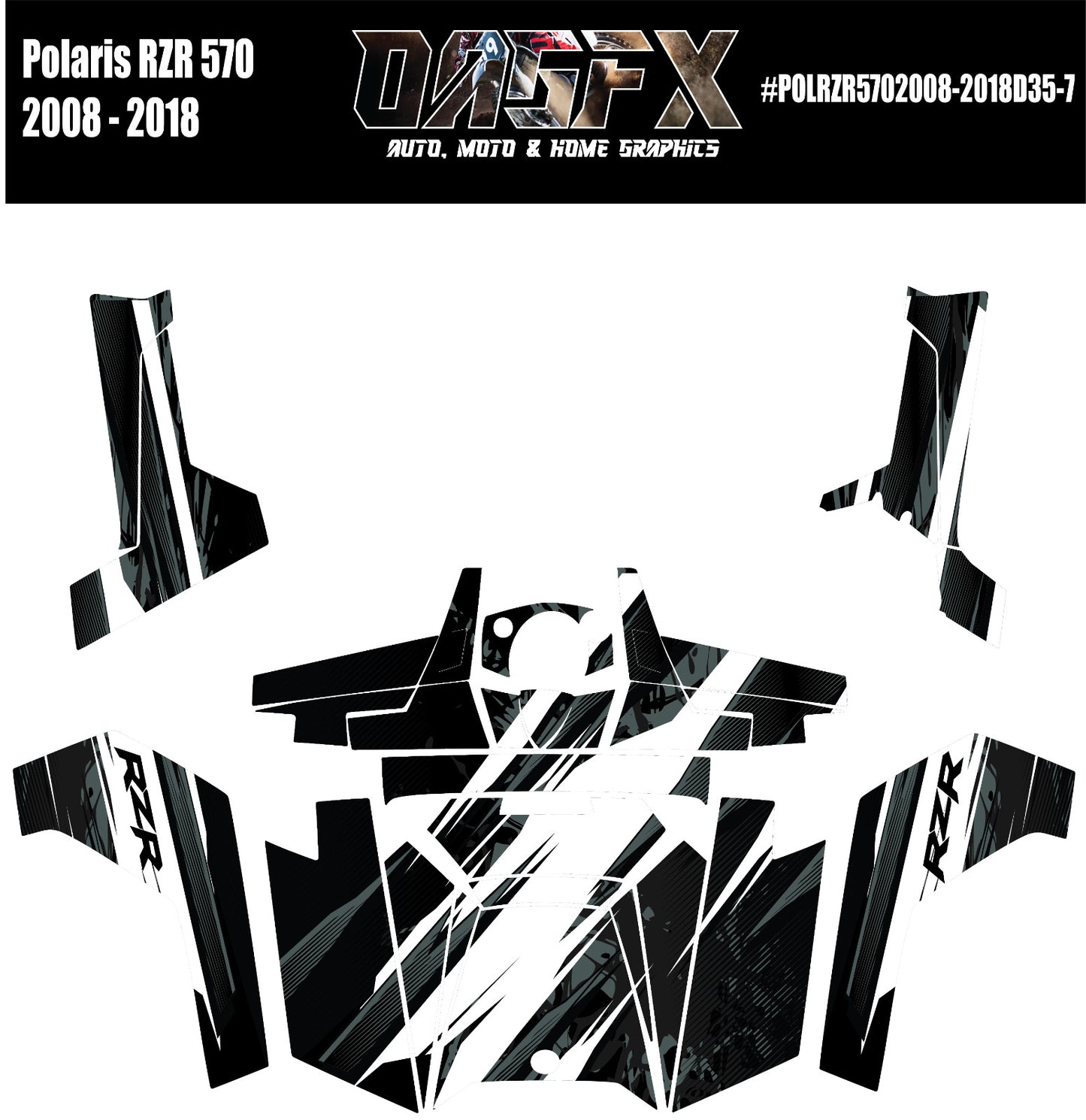 2008 - 2018 Polaris RZR 570 UTV Graphics Kit D33-7 Stealth Black