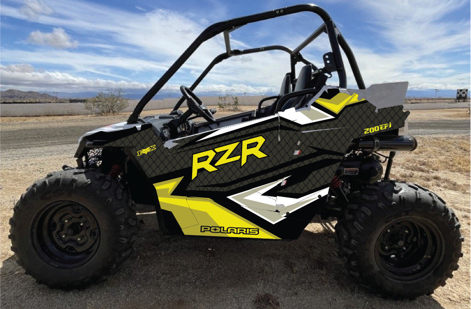 2021-2025 Polaris RZR 200 EFI UTV Graphics Kit D36-3 Yellow – OAGFX